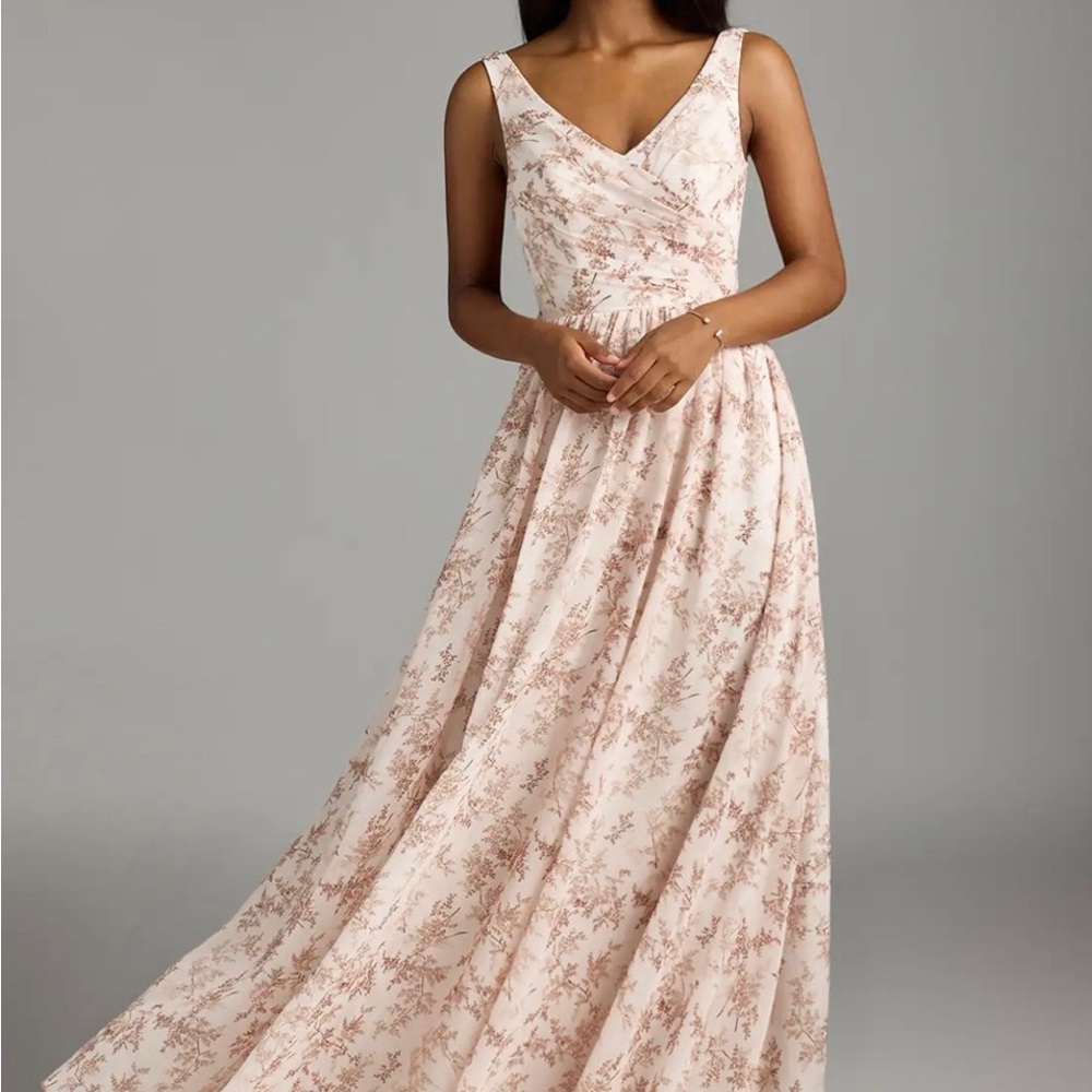 Azazie Pink Fern Floral Keyla